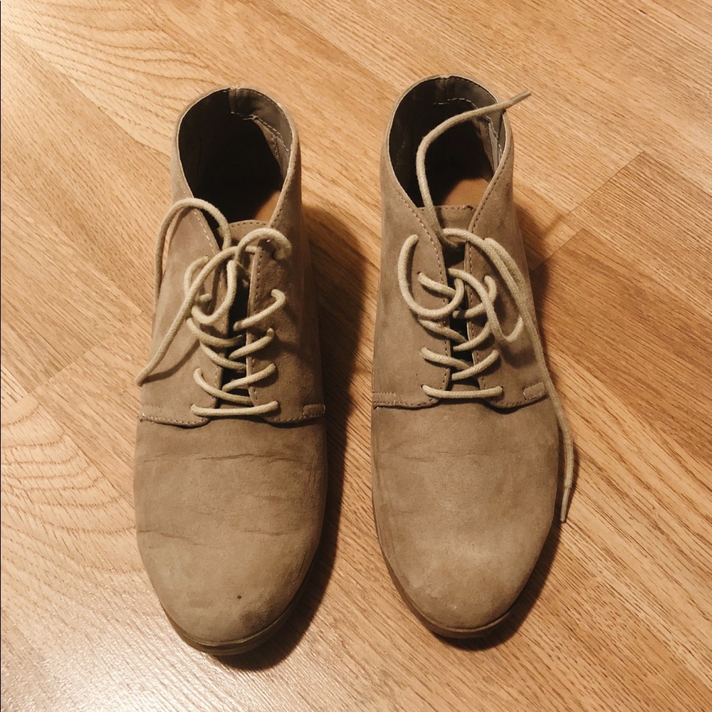 Grey faux suede booties